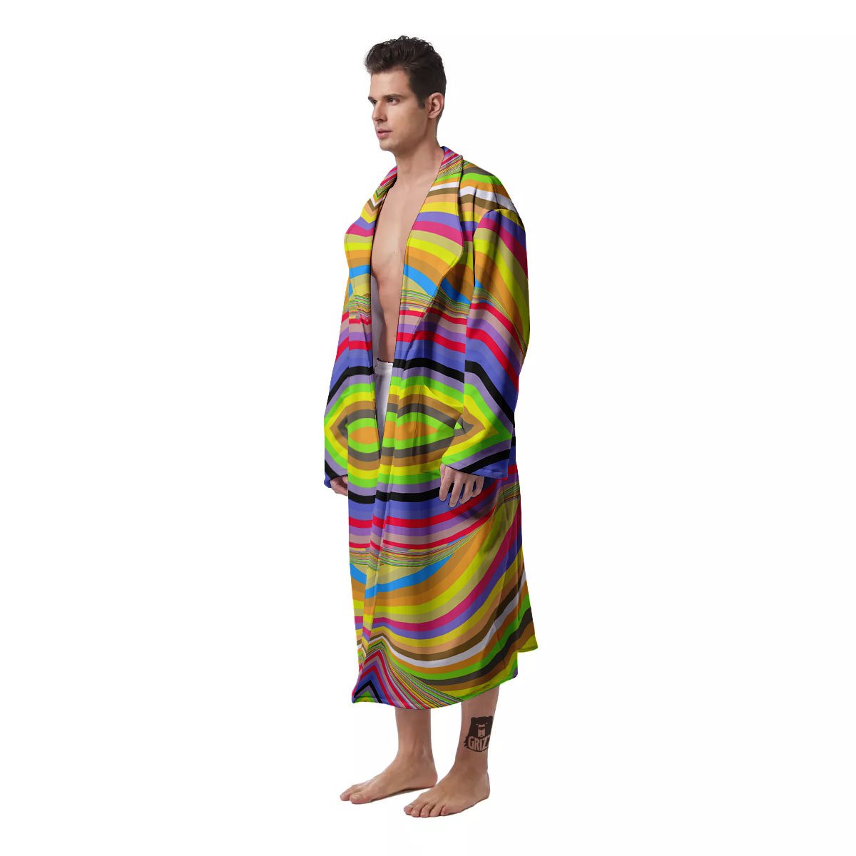 Rave Rainbow Print Pattern Men's Robe-grizzshop