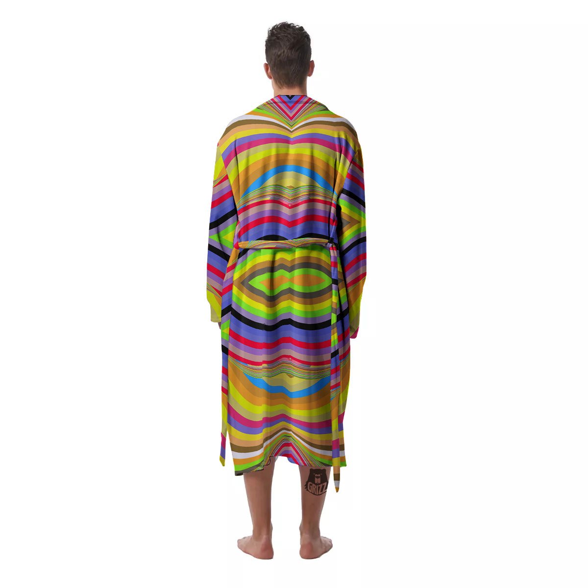 Rave Rainbow Print Pattern Men's Robe-grizzshop