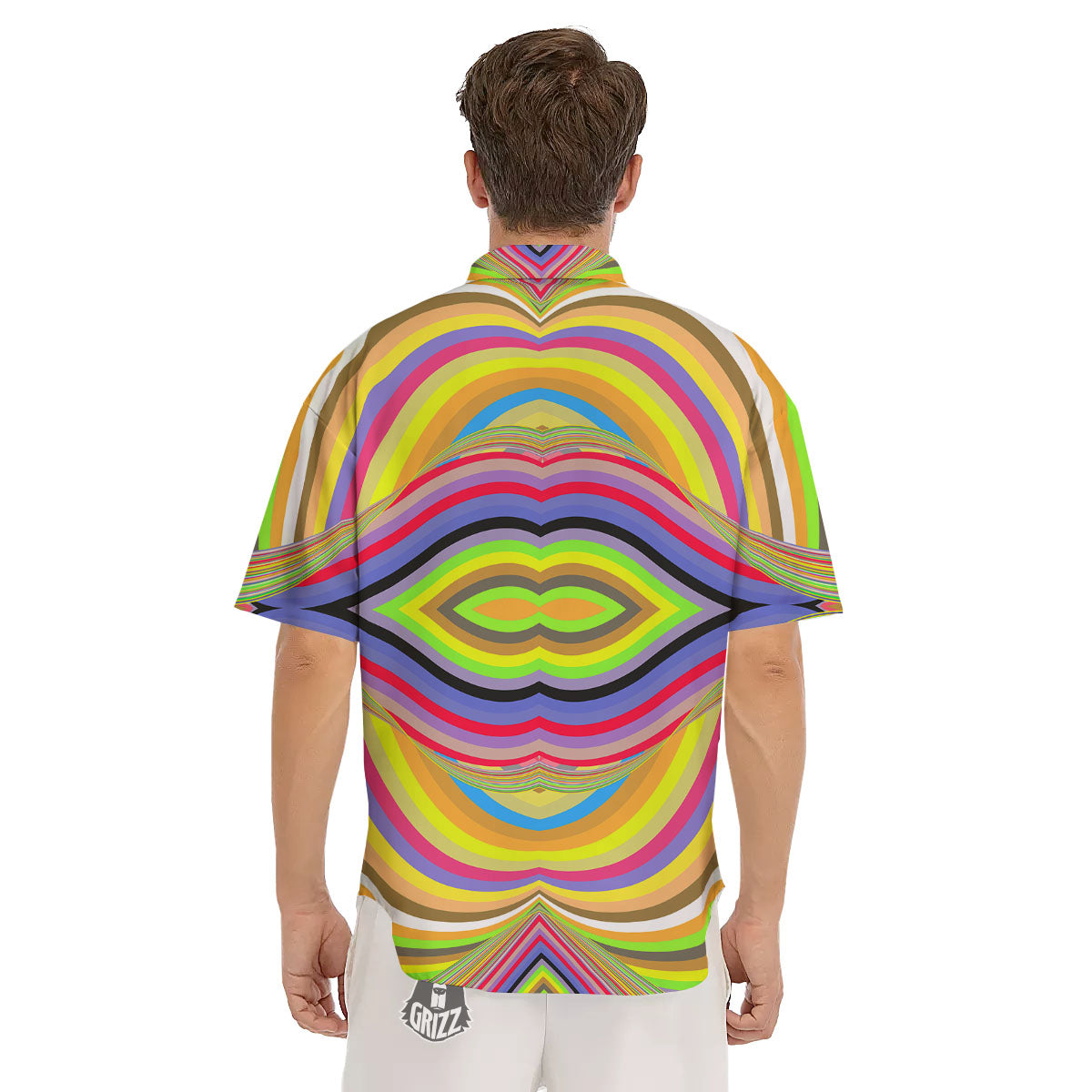 Rave Rainbow Print Pattern Men's Short Sleeve Shirts-grizzshop