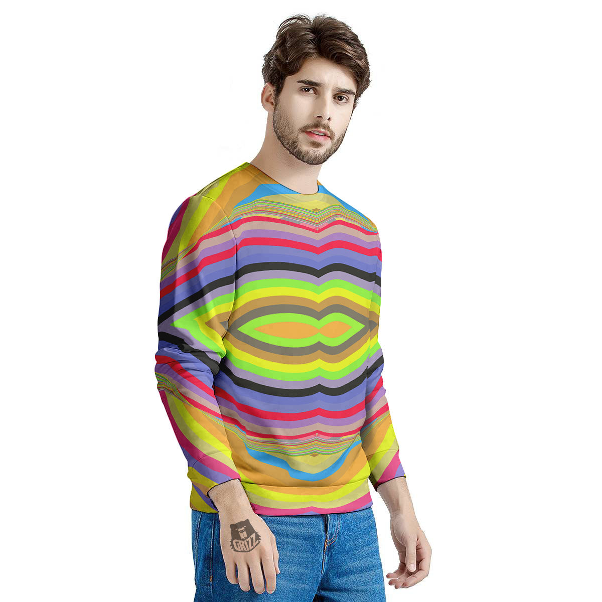 Rave Rainbow Print Pattern Men's Sweatshirt-grizzshop