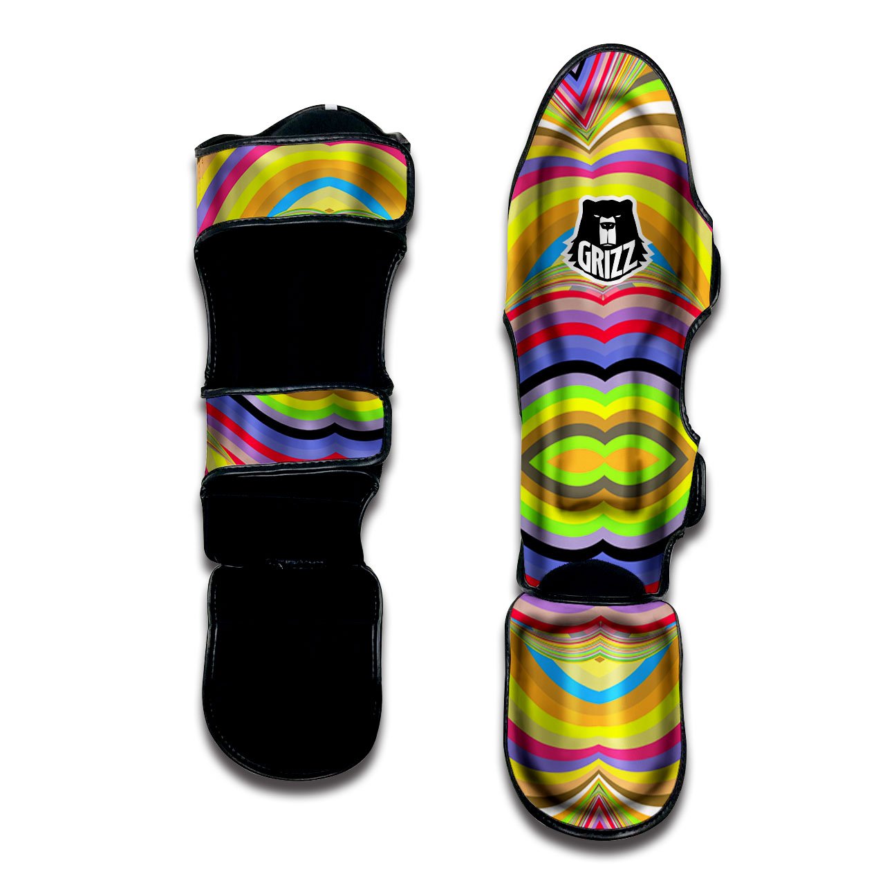 Rave Rainbow Print Pattern Muay Thai Shin Guards-grizzshop