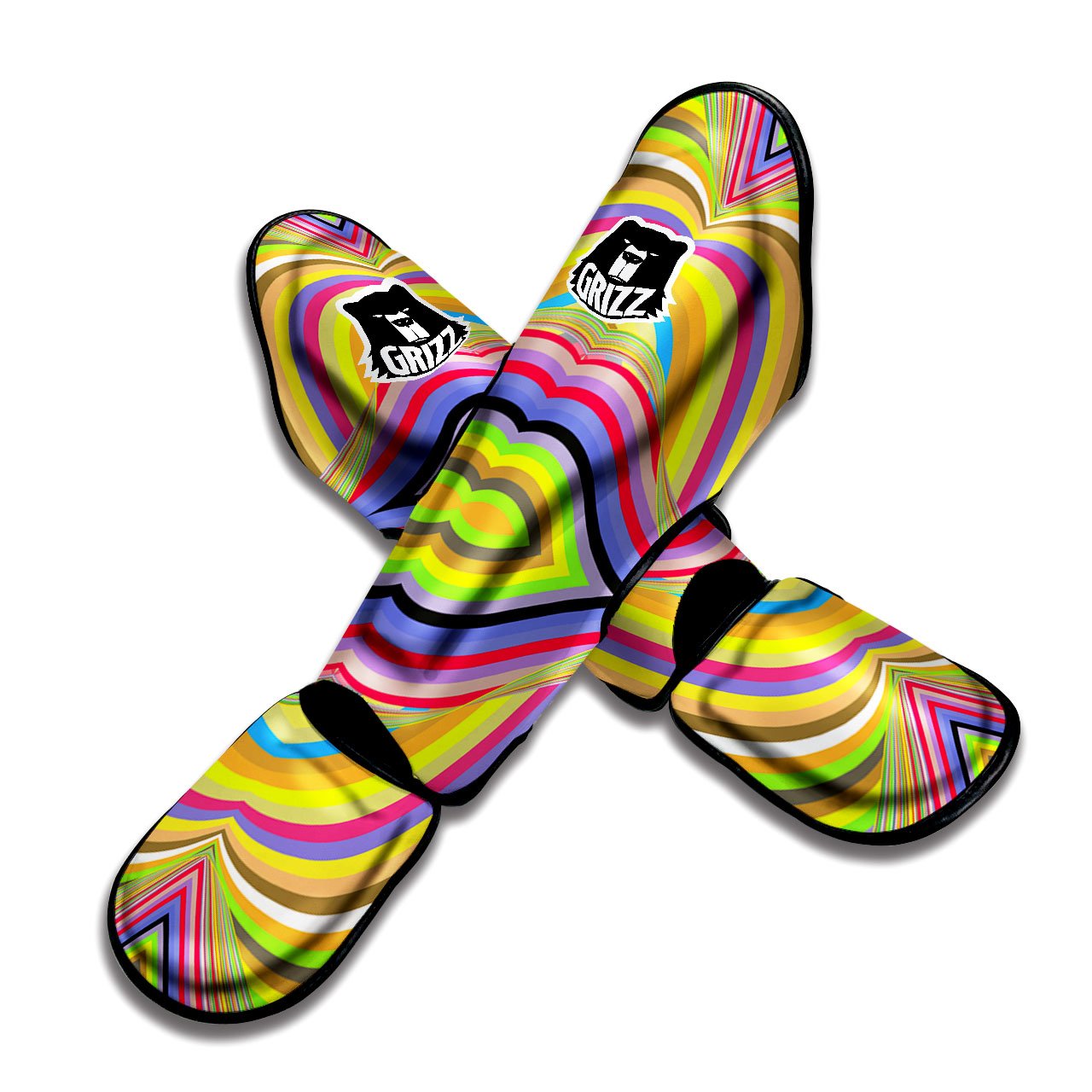Rave Rainbow Print Pattern Muay Thai Shin Guards-grizzshop