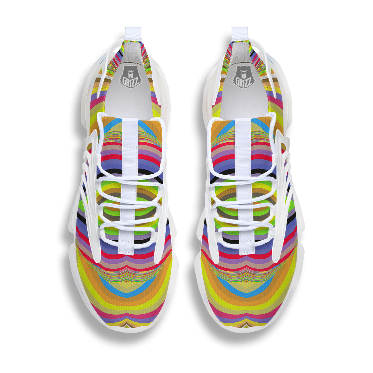 Rave Rainbow Print Pattern White Gym Shoes-grizzshop
