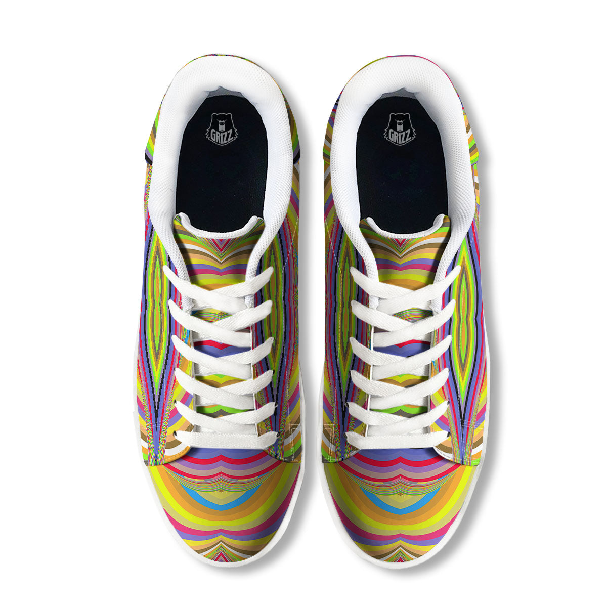 Rave Rainbow Print Pattern White Low Top Sneakers-grizzshop