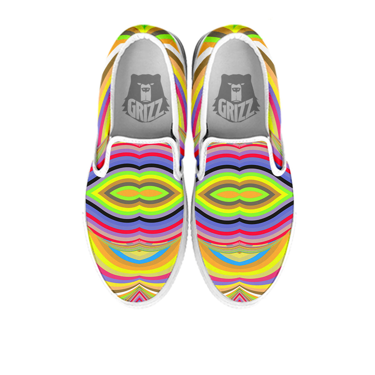 Rave Rainbow Print Pattern White Slip On Shoes-grizzshop