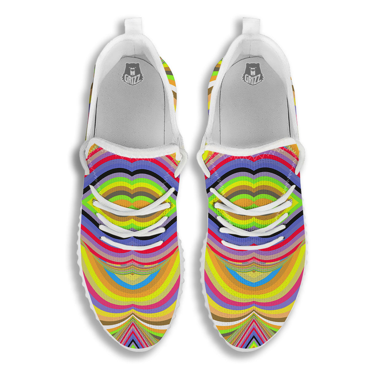 Rave Rainbow Print Pattern White Walking Shoes-grizzshop