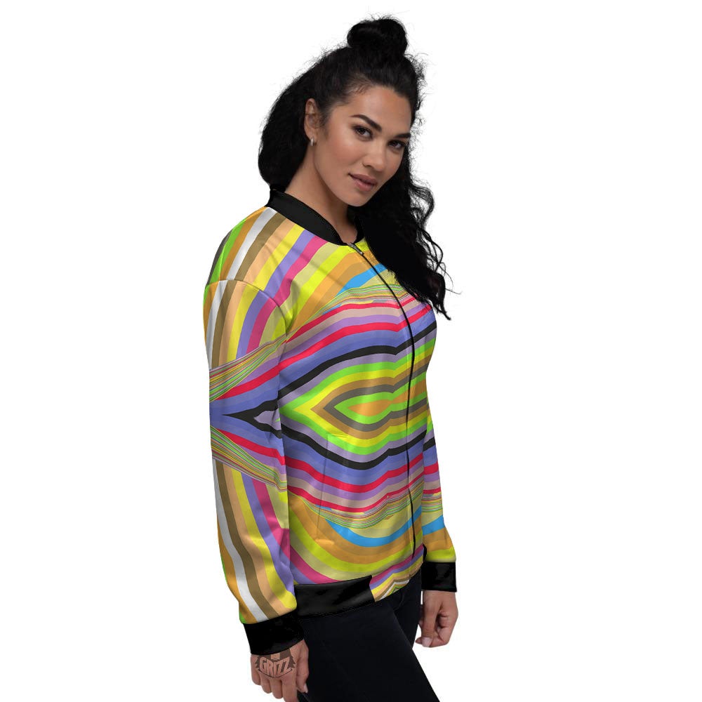 Rave Rainbow Print Pattern Women's Bomber Jacket-grizzshop