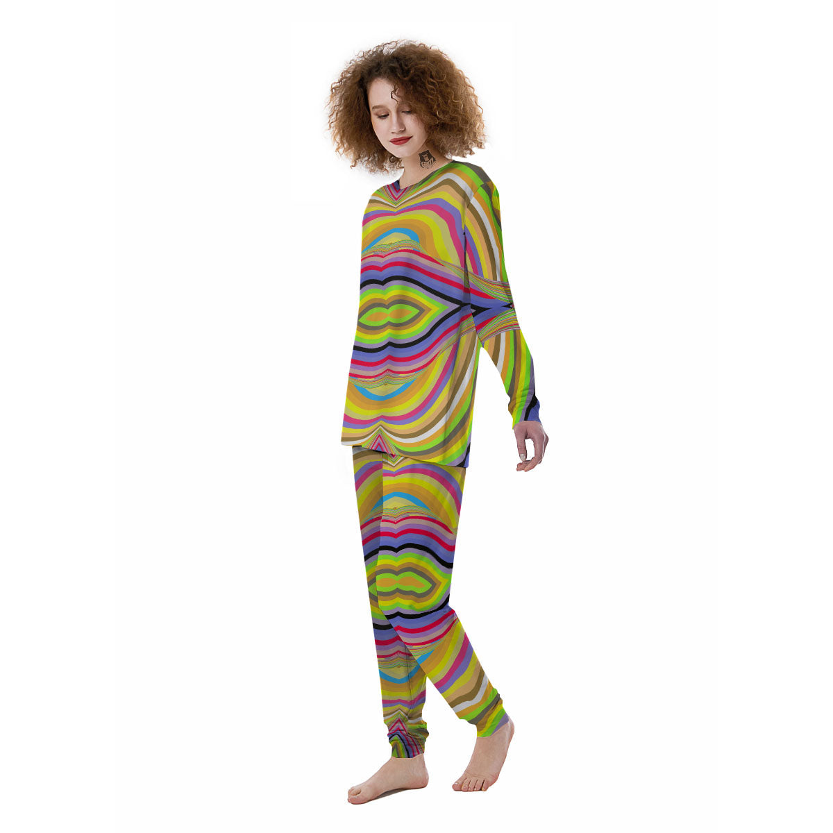 Rave Rainbow Print Pattern Women's Pajamas-grizzshop
