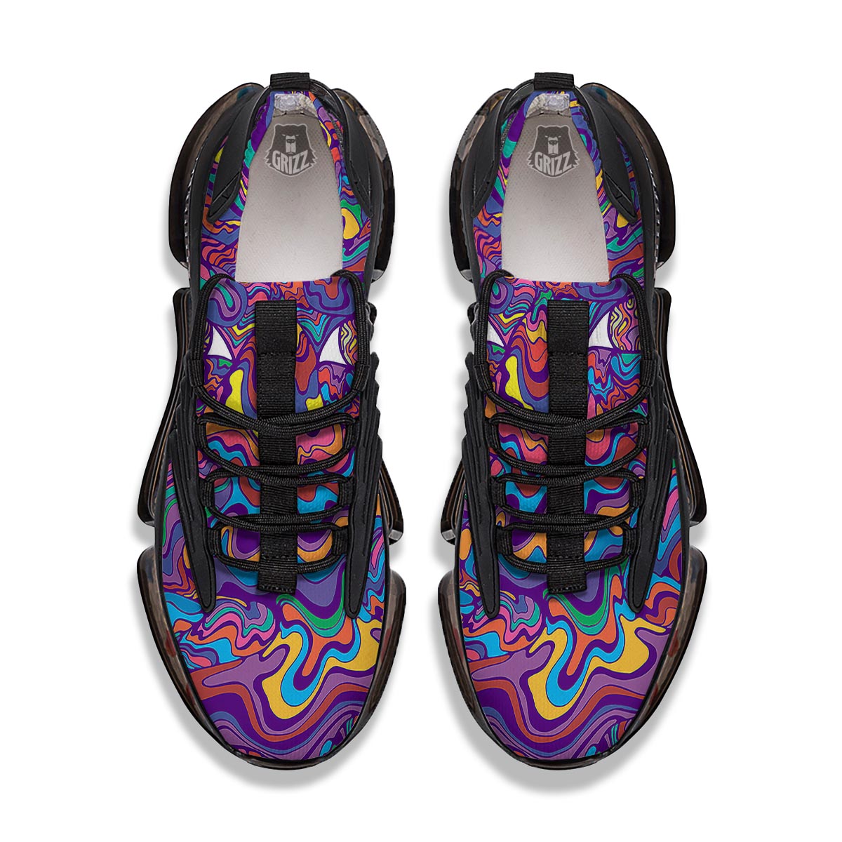 Rave Trippy Print Black Gym Shoes-grizzshop