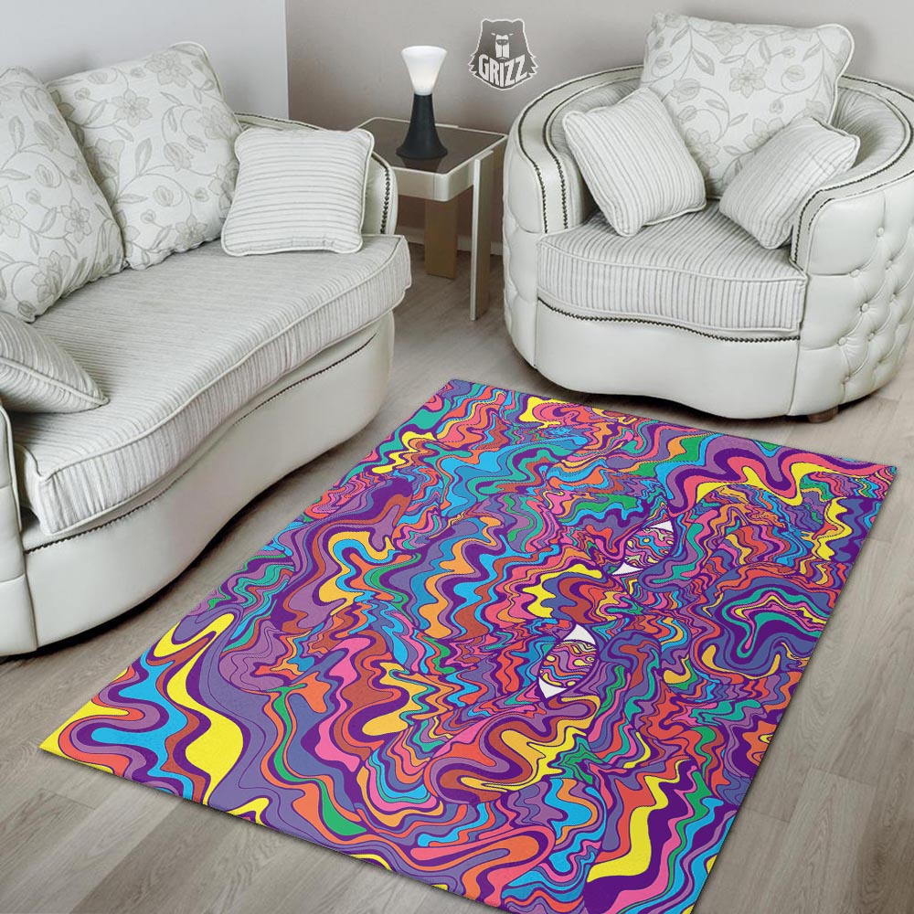 Rave Trippy Print Floor Mat-grizzshop