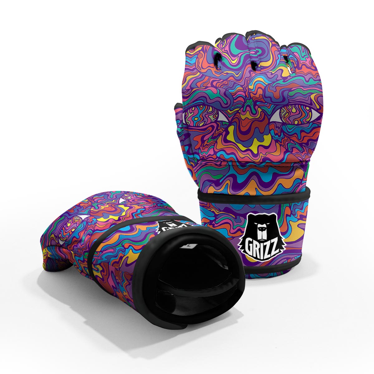 Rave Trippy Print MMA Gloves-grizzshop