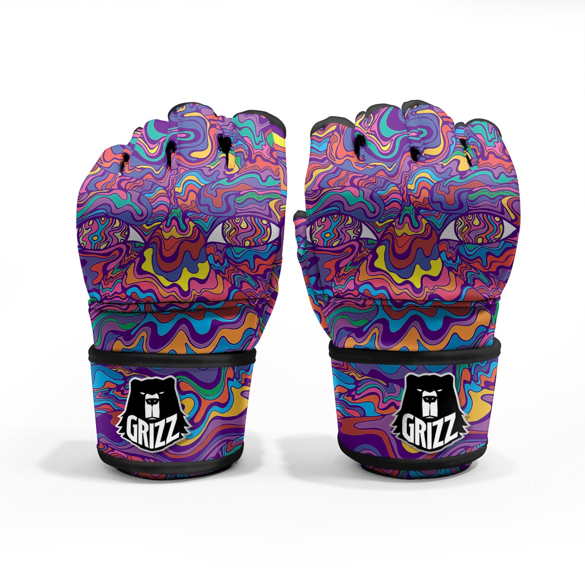 Rave Trippy Print MMA Gloves-grizzshop