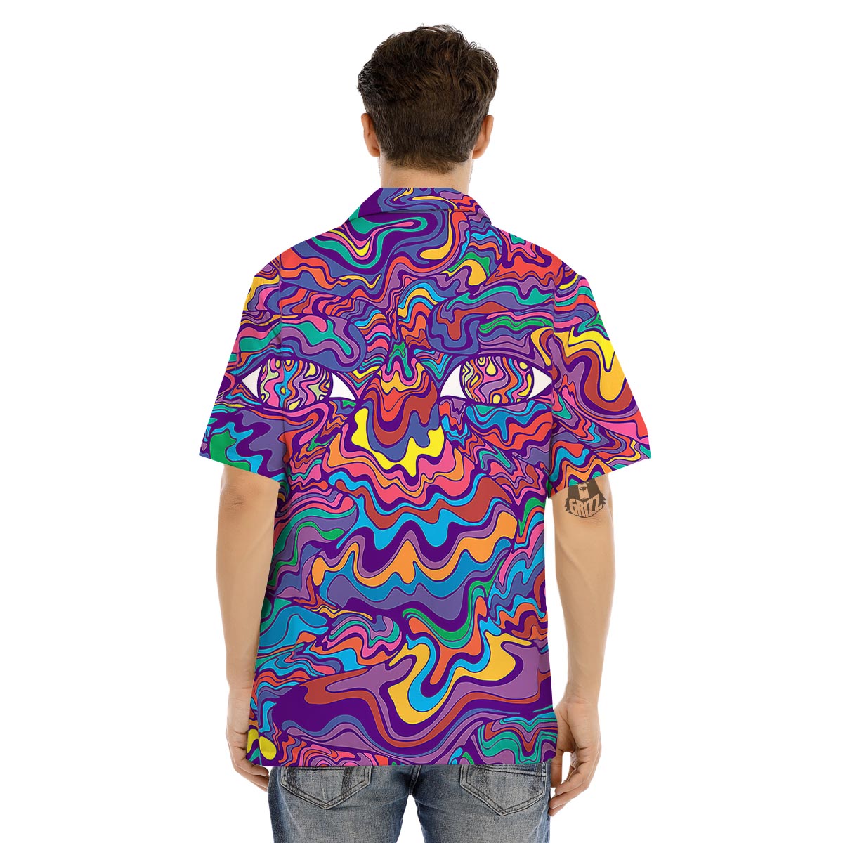 Rave Trippy Print Men's Hawaiian Shirt-grizzshop