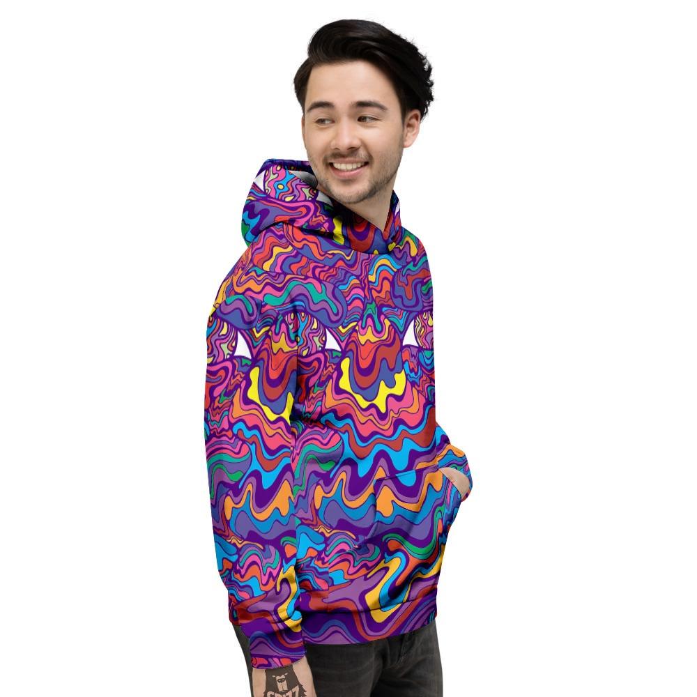Rave Trippy Print Men's Hoodie-grizzshop