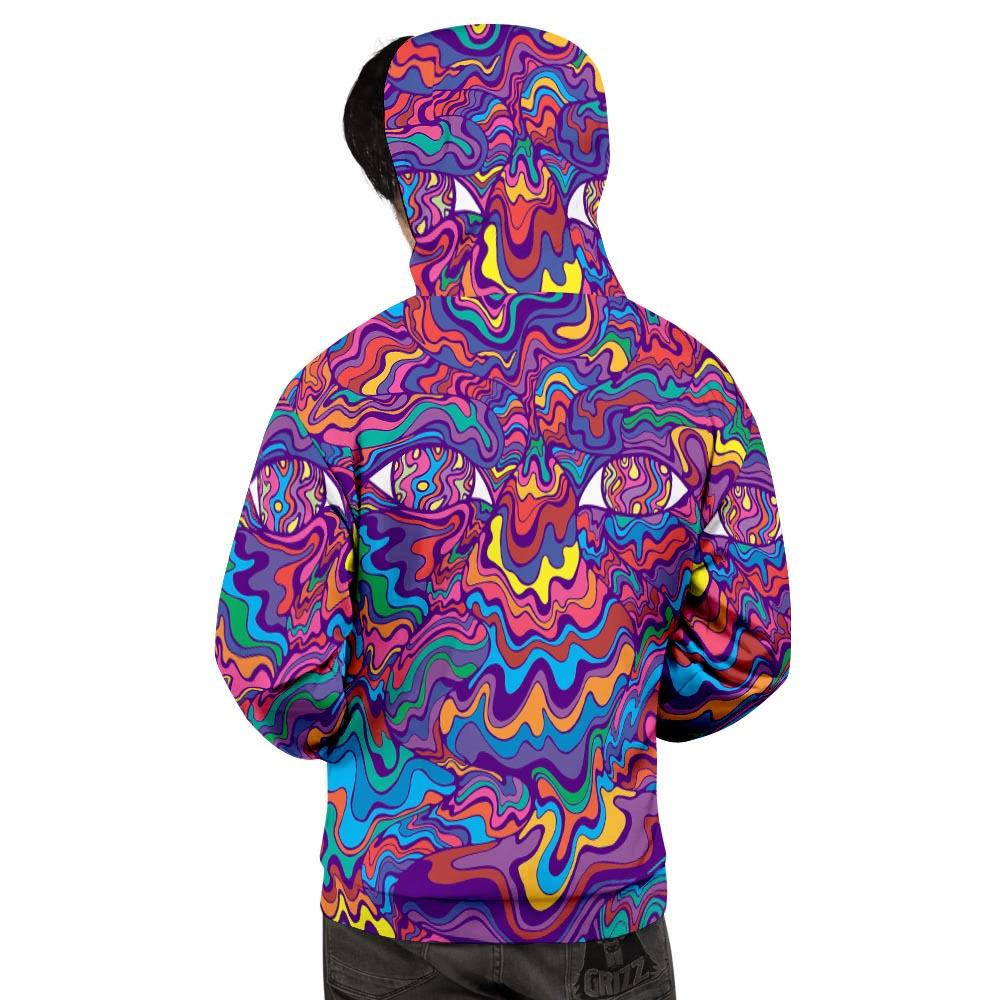 Rave Trippy Print Men's Hoodie-grizzshop