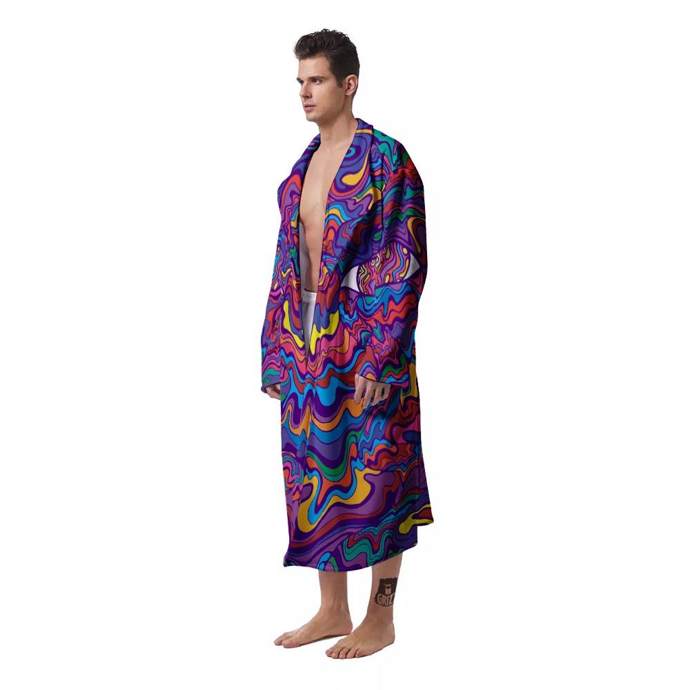 Rave Trippy Print Men's Robe-grizzshop