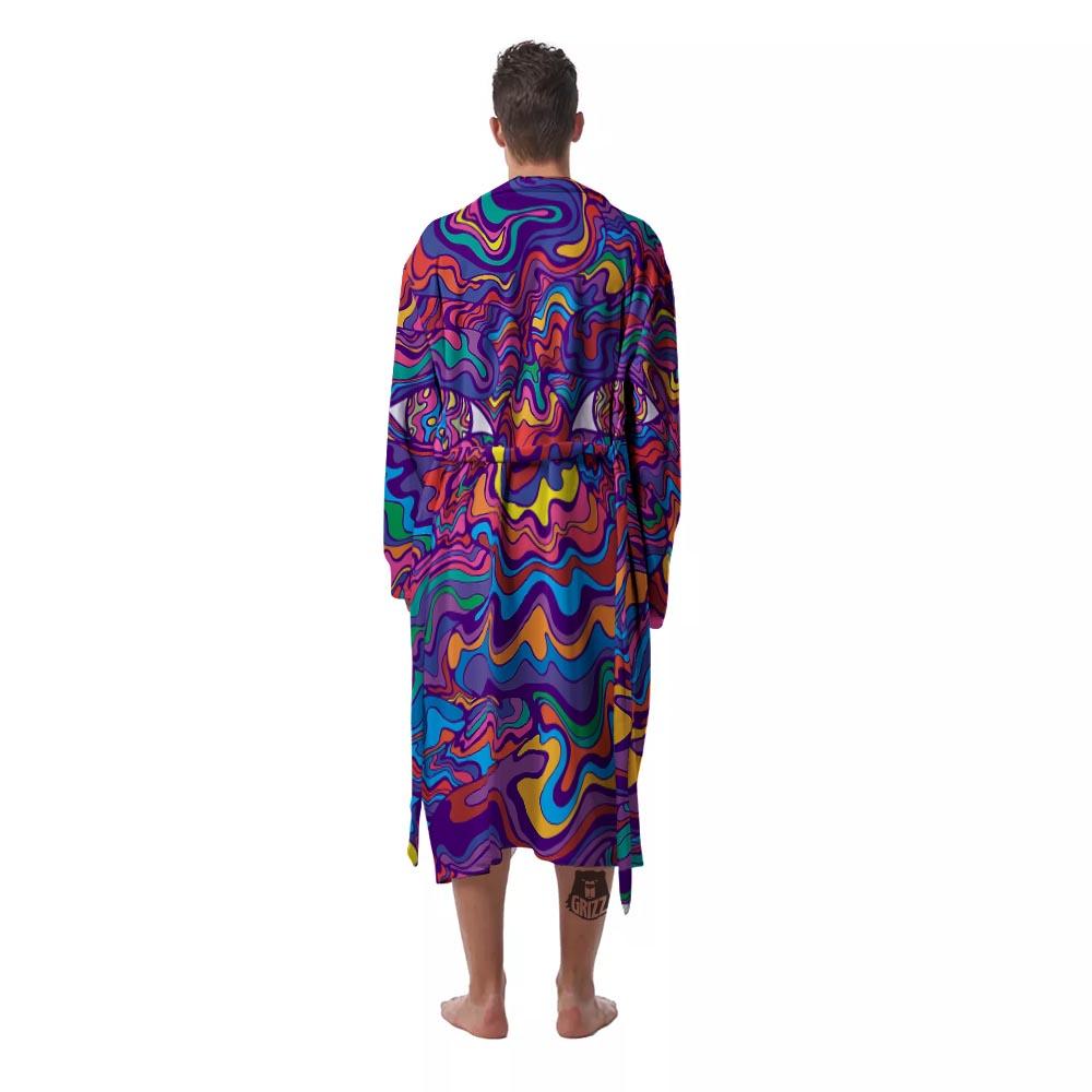 Rave Trippy Print Men's Robe-grizzshop