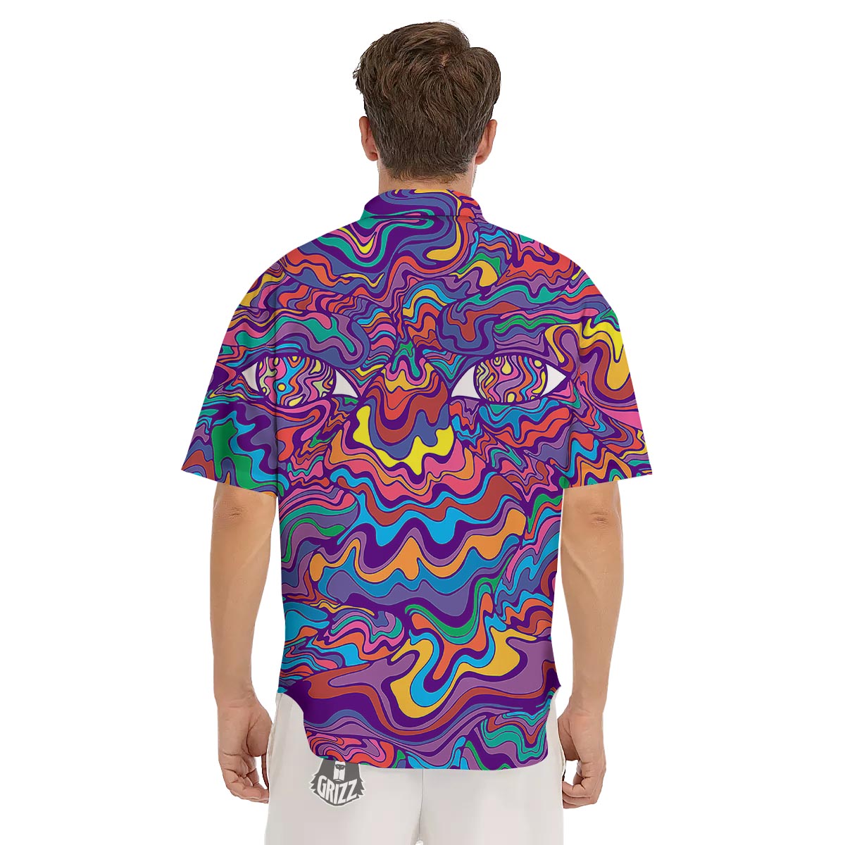 Rave Trippy Print Men's Short Sleeve Shirts-grizzshop
