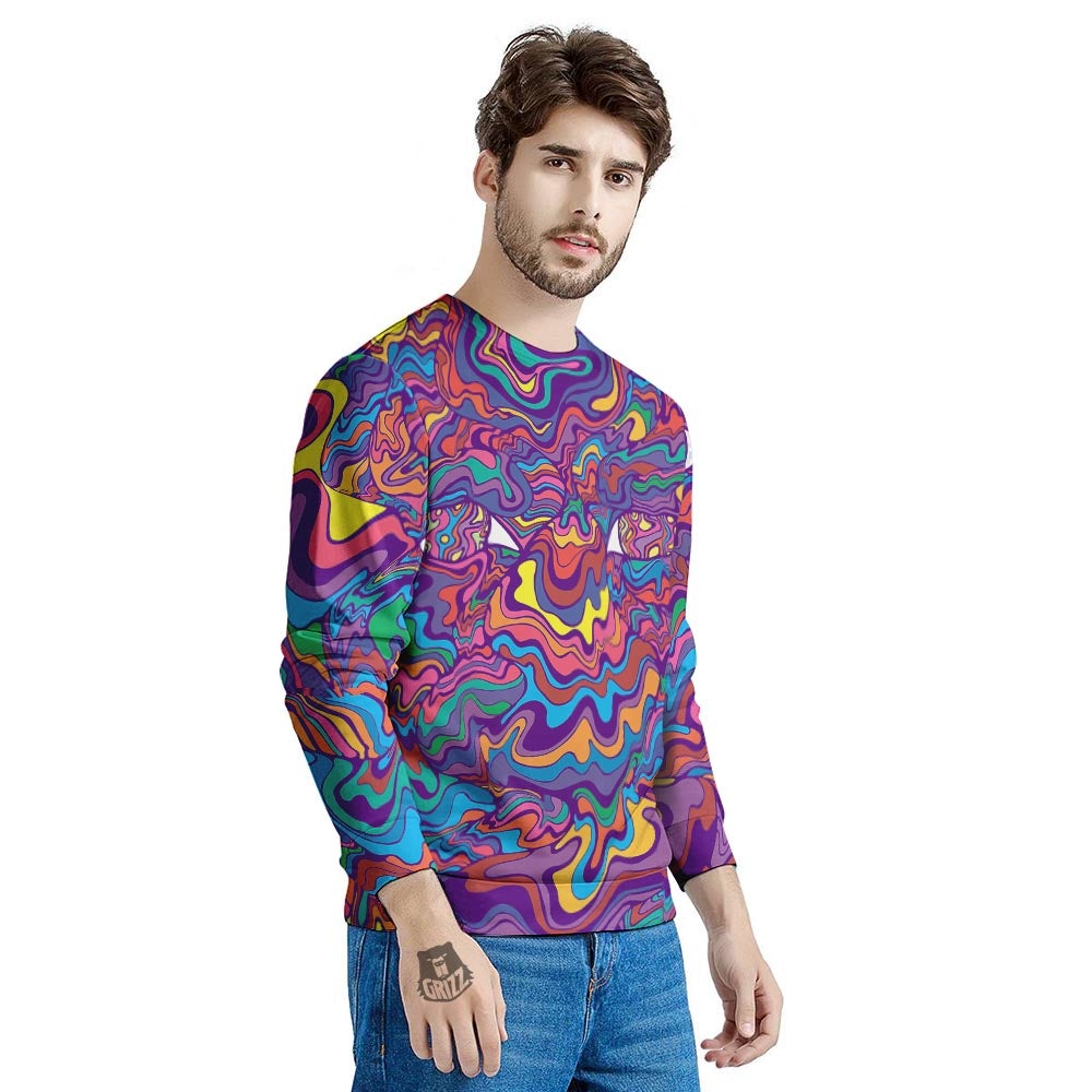 Rave Trippy Print Men's Sweatshirt-grizzshop