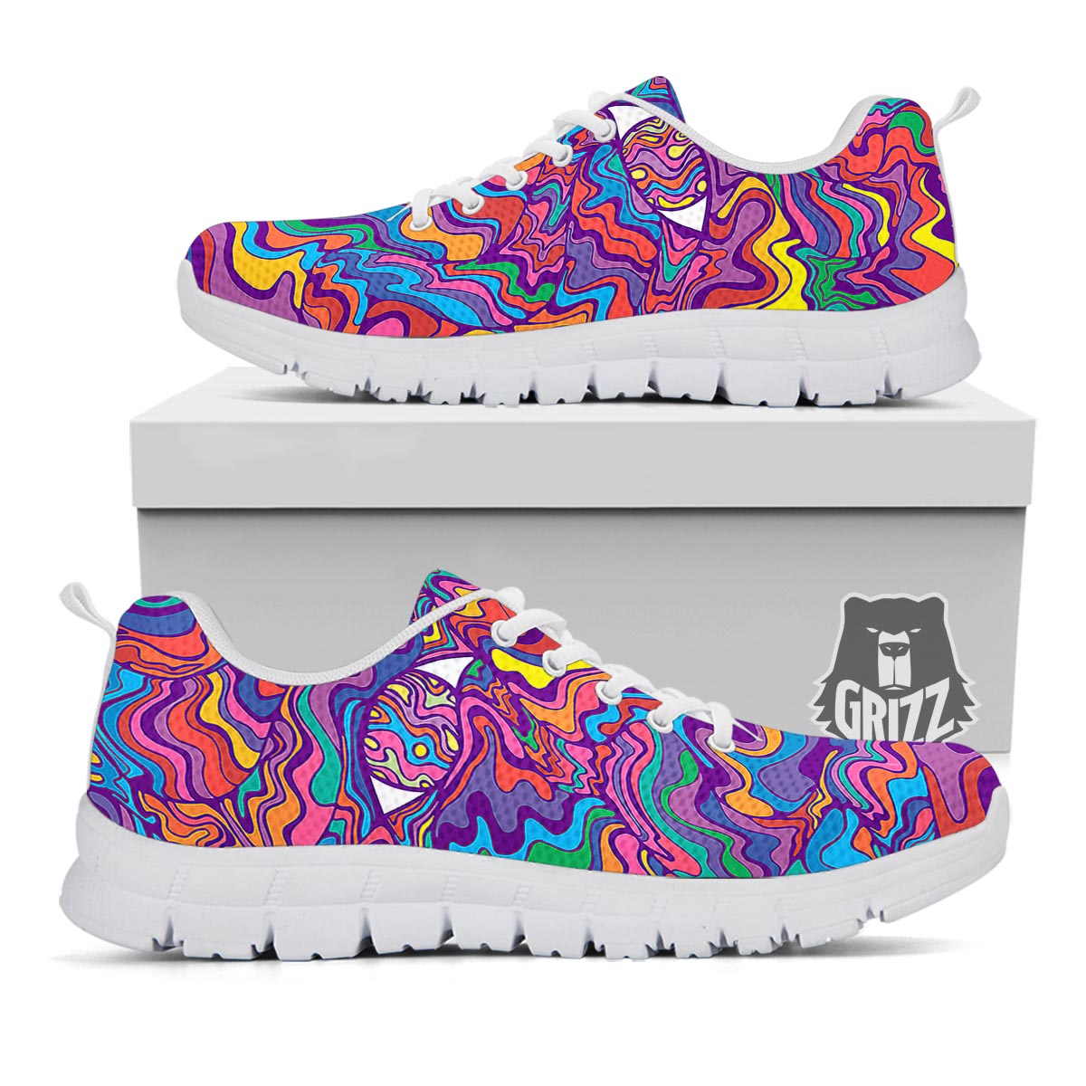 Rave Trippy Print White Sneaker-grizzshop