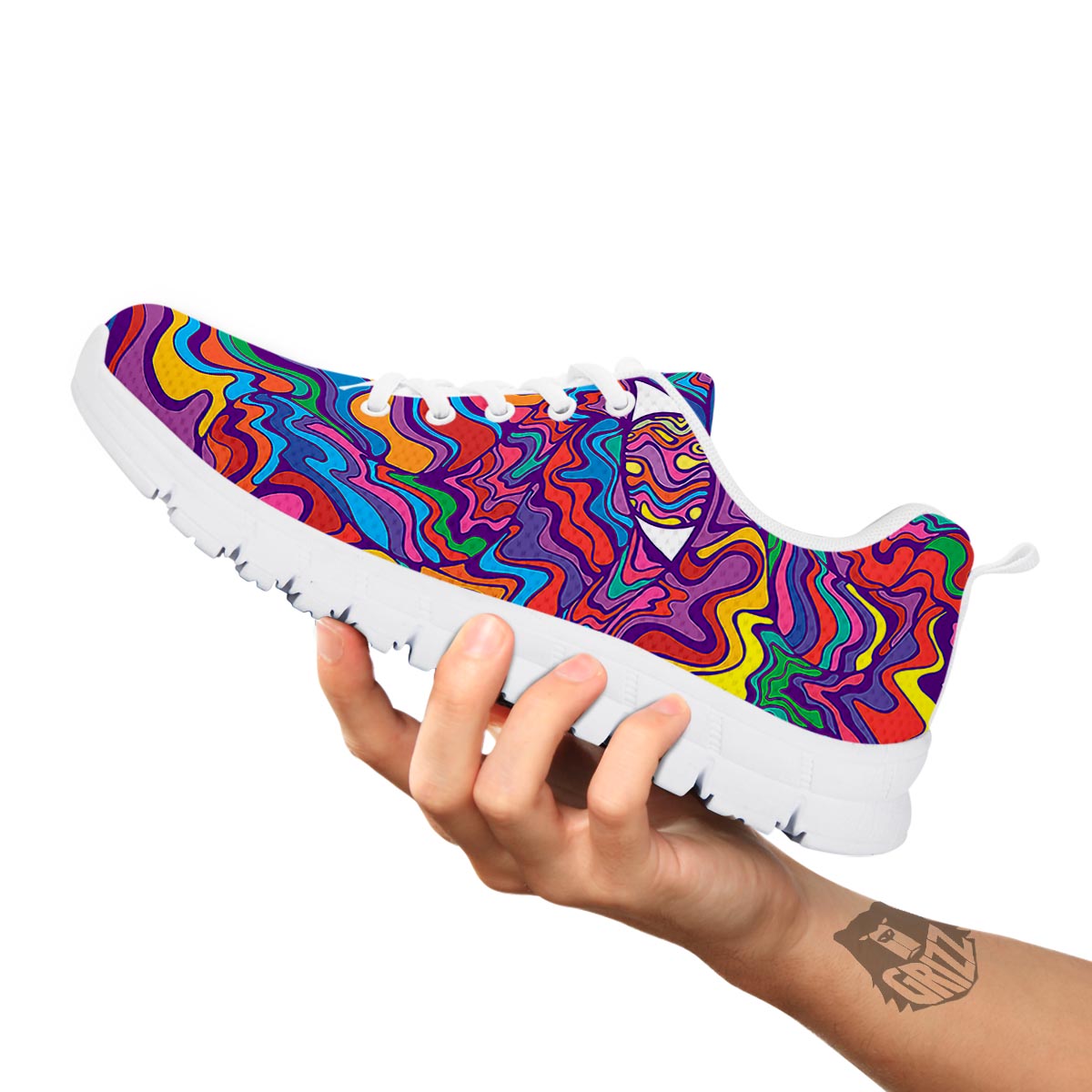 Rave Trippy Print White Sneaker-grizzshop