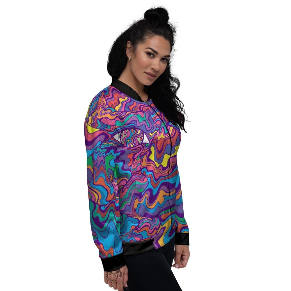 Rave Trippy Print Women's Bomber Jacket-grizzshop