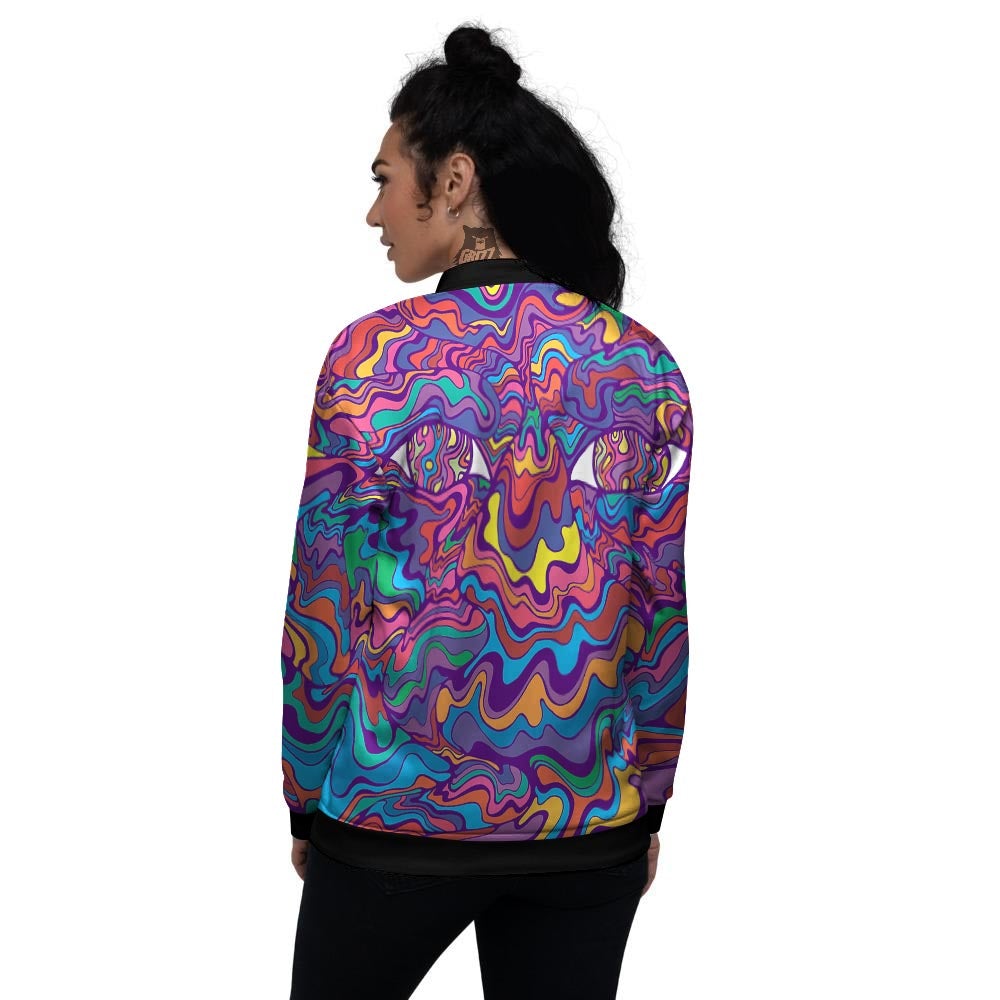 Rave Trippy Print Women's Bomber Jacket-grizzshop