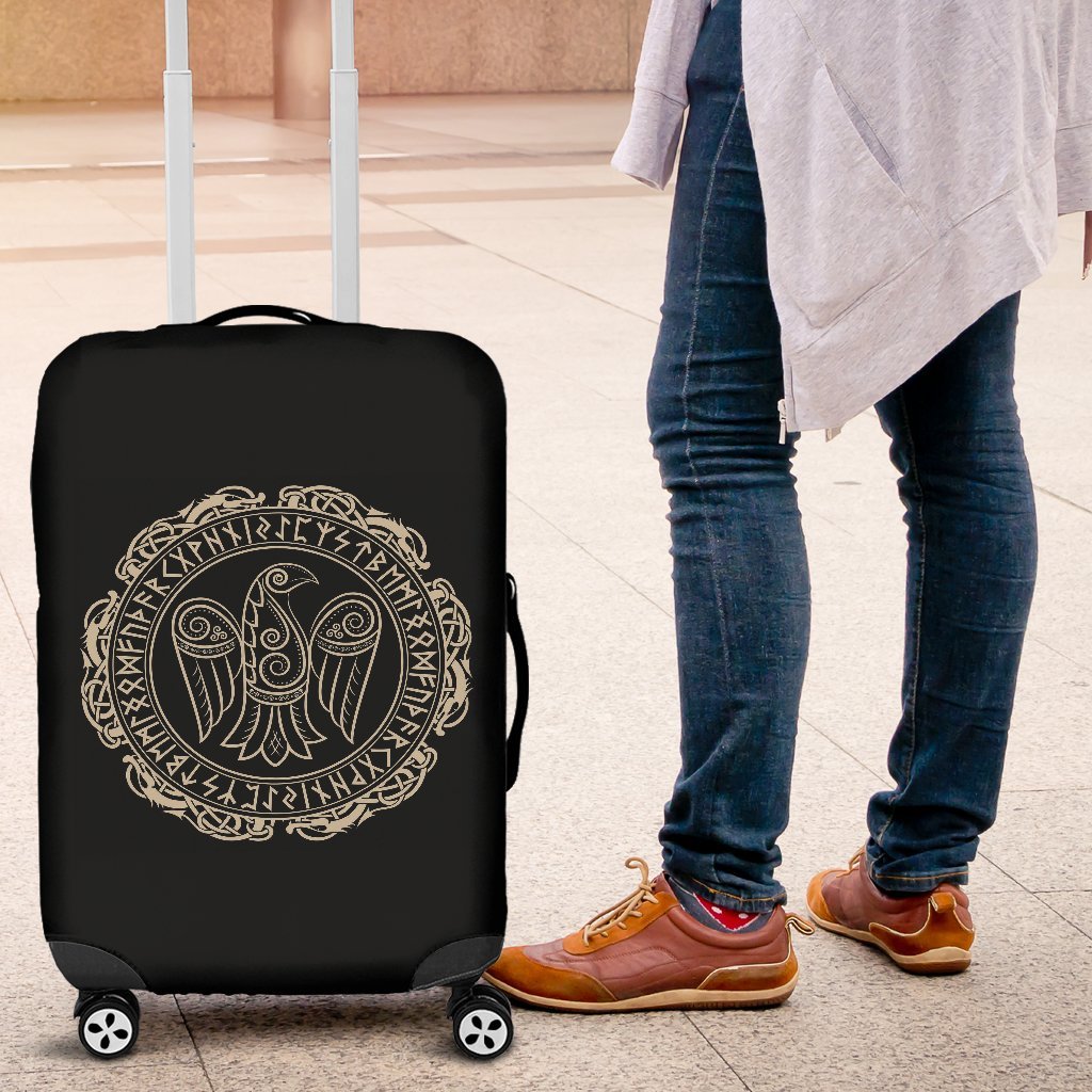 Raven Viking Odin Sword Print Luggage Cover Protector-grizzshop