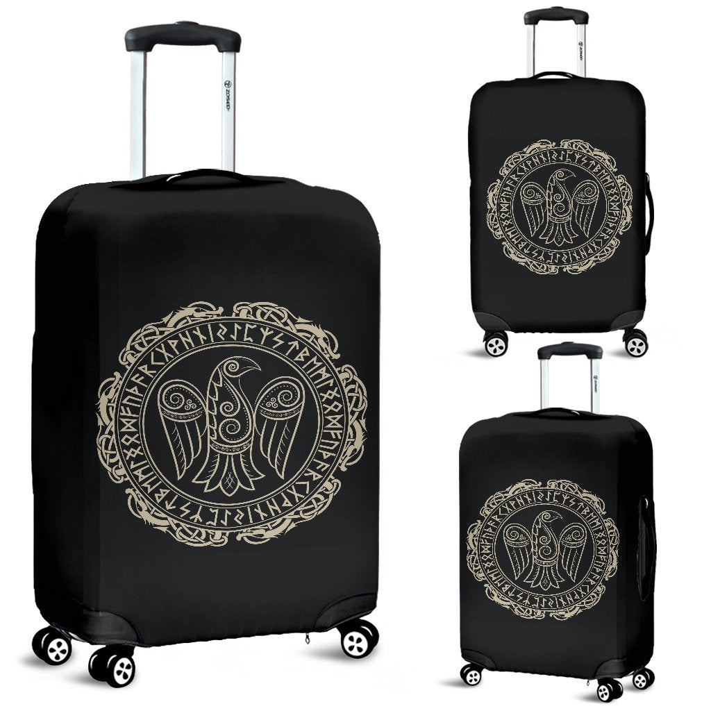 Raven Viking Odin Sword Print Luggage Cover Protector-grizzshop