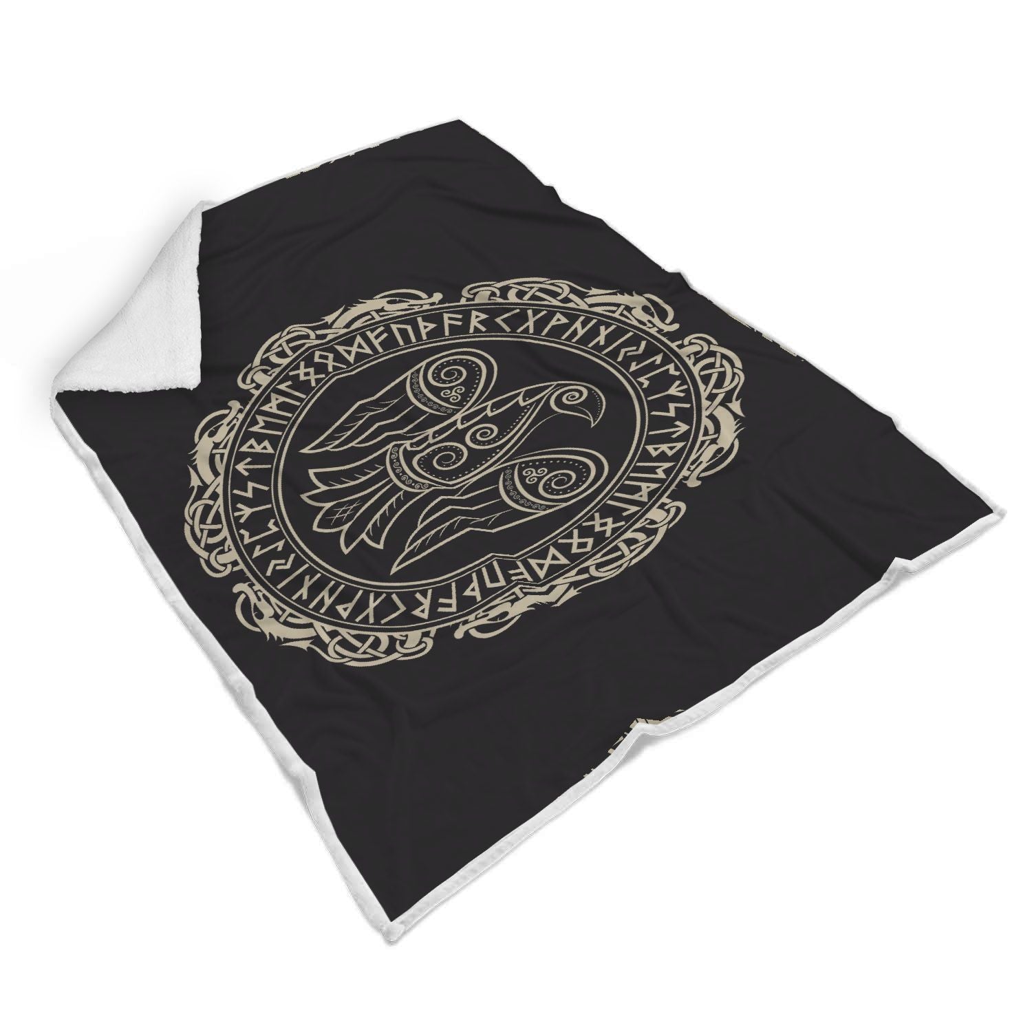 Raven Viking Odin Sword Print Throw Blanket-grizzshop