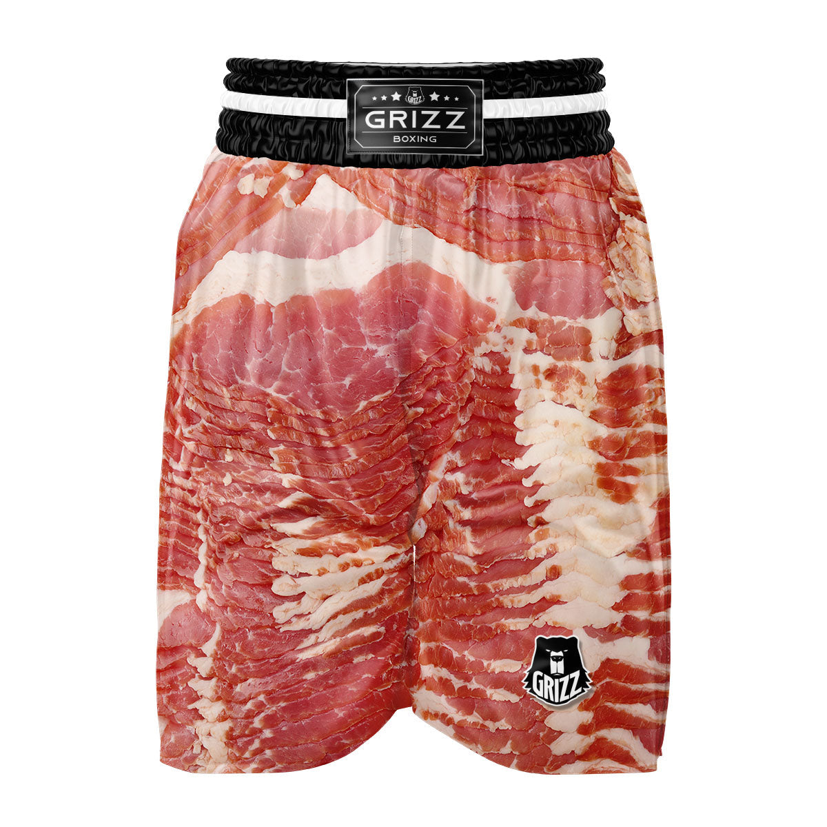 Raw Bacon Print Boxing Shorts-grizzshop