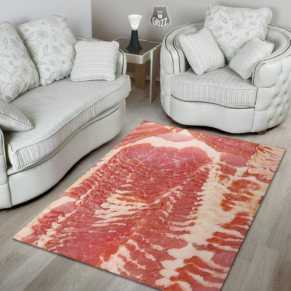 Raw Bacon Print Floor Mat-grizzshop