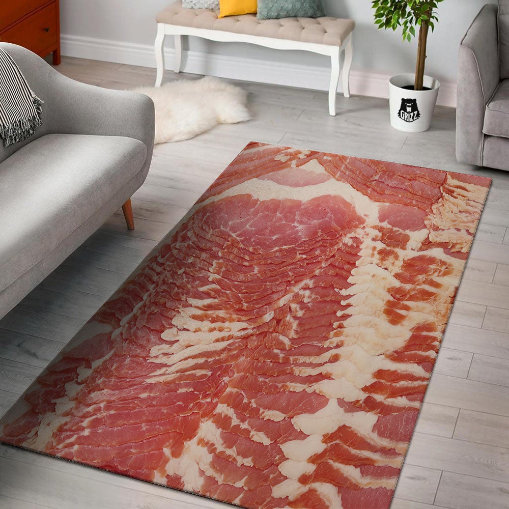 Raw Bacon Print Floor Mat-grizzshop