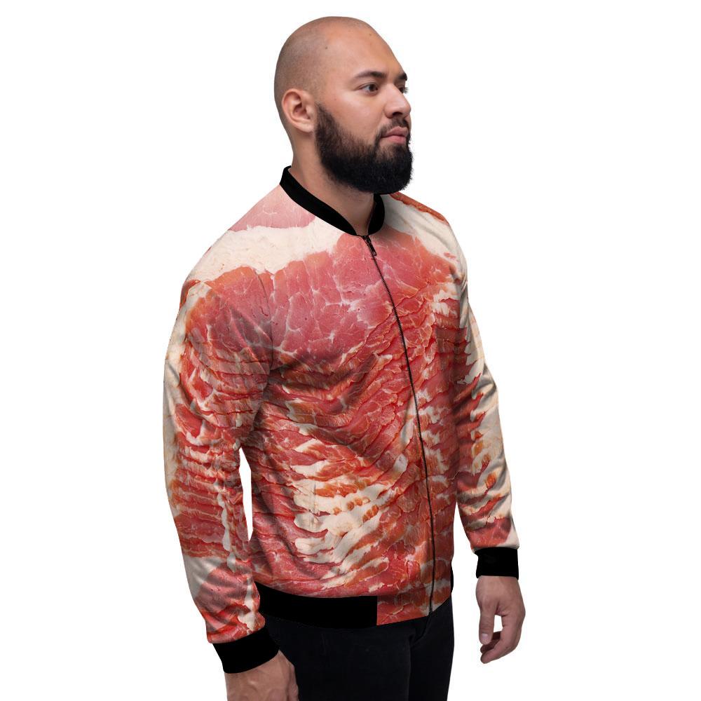 Raw Bacon Print Men's Bomber Jacket-grizzshop