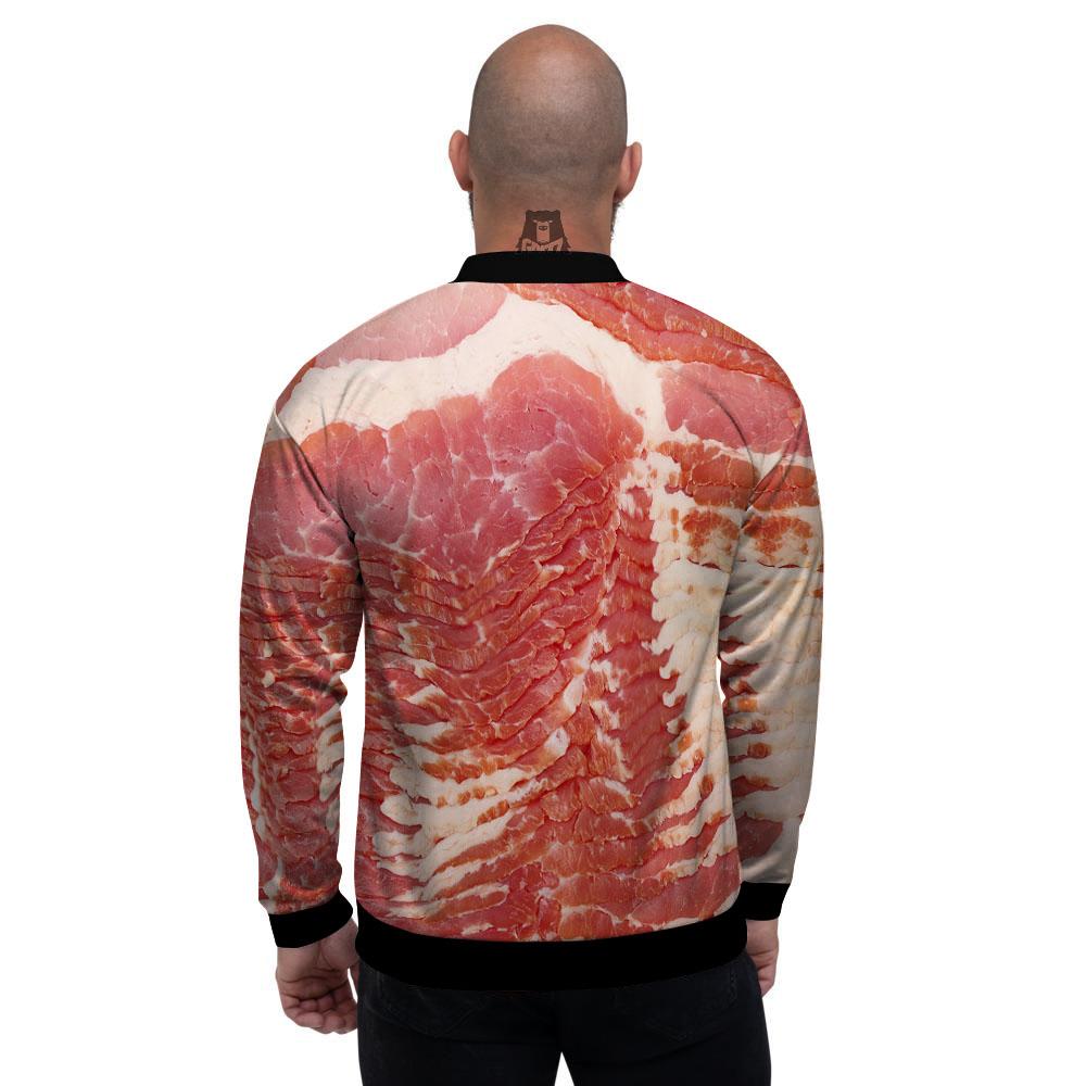 Raw Bacon Print Men's Bomber Jacket-grizzshop