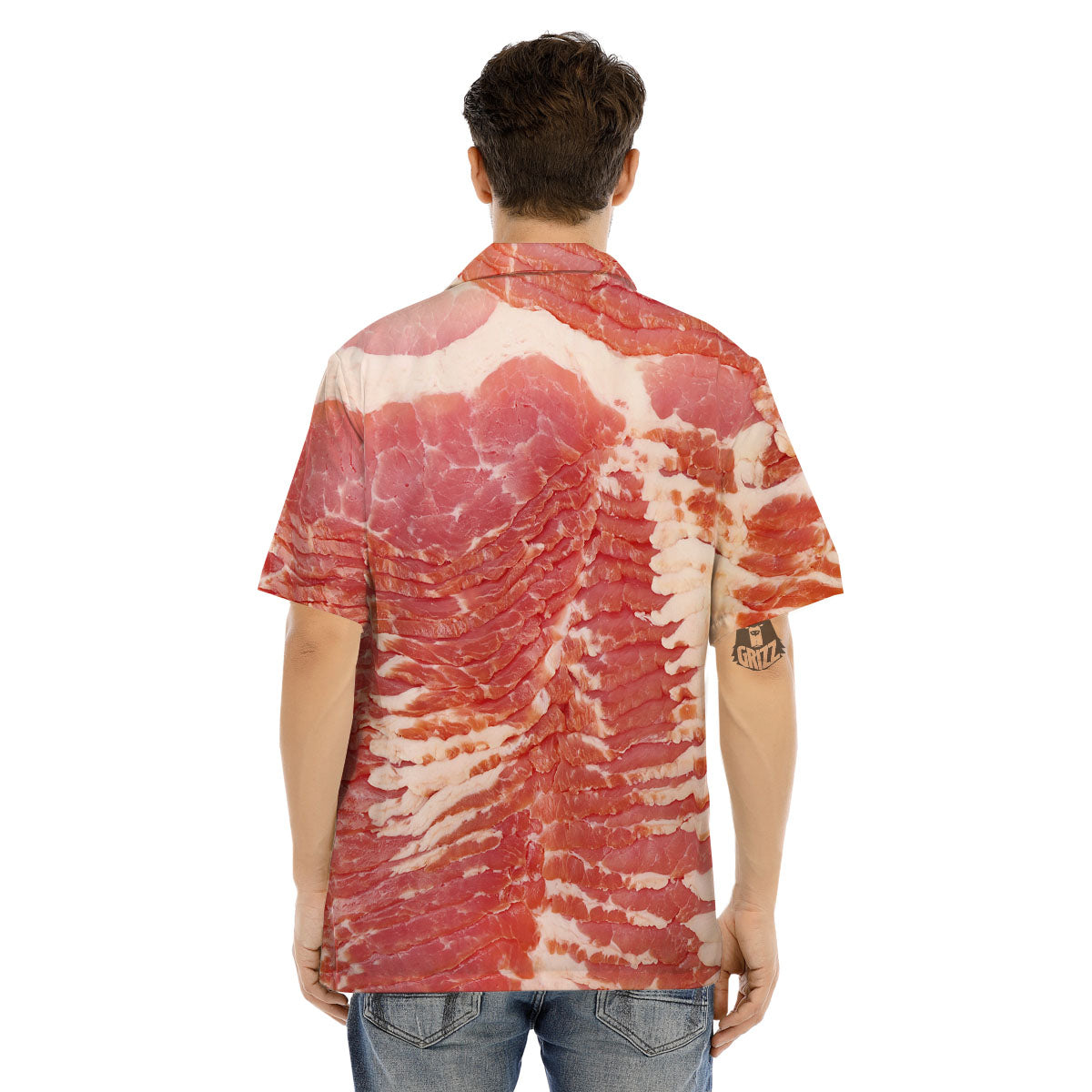 Raw Bacon Print Men's Hawaiian Shirt-grizzshop