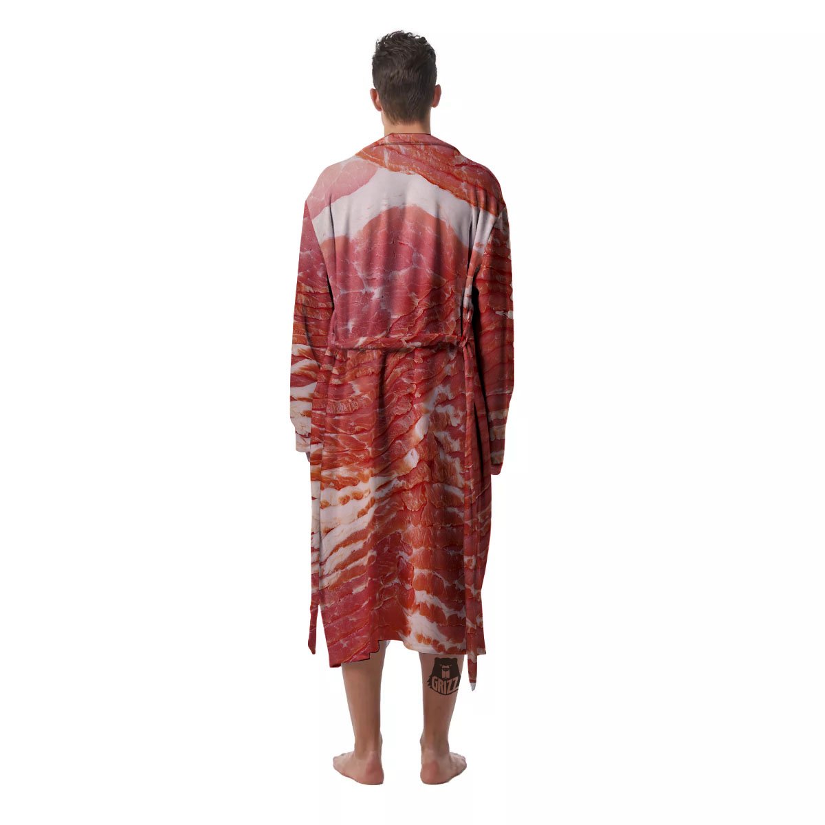 Raw Bacon Print Men's Robe-grizzshop