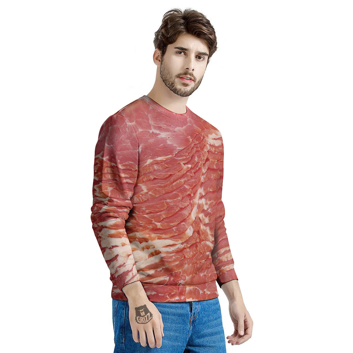 Raw Bacon Print Men's Sweatshirt-grizzshop