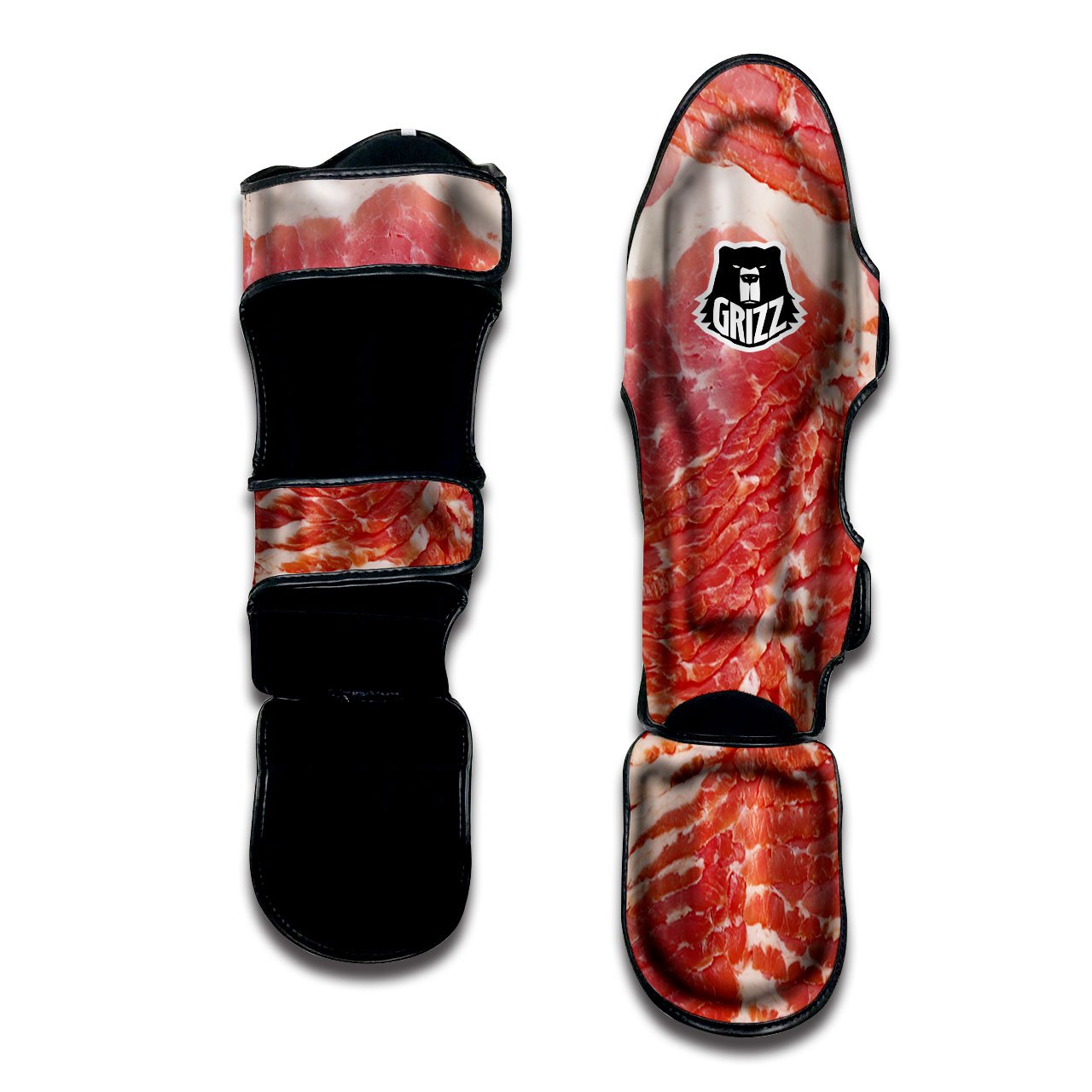 Raw Bacon Print Muay Thai Shin Guards-grizzshop