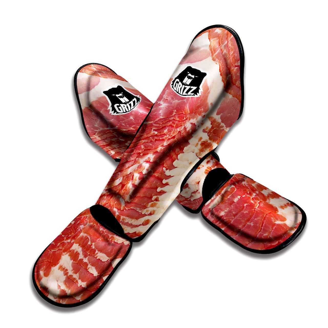 Raw Bacon Print Muay Thai Shin Guards-grizzshop