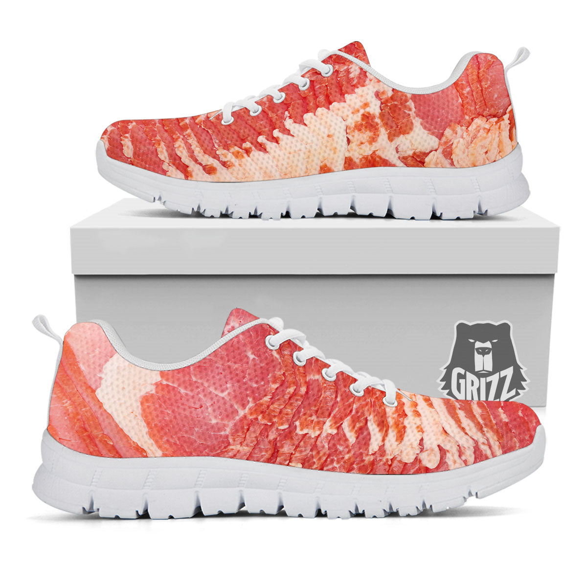 Raw Bacon Print White Sneaker-grizzshop