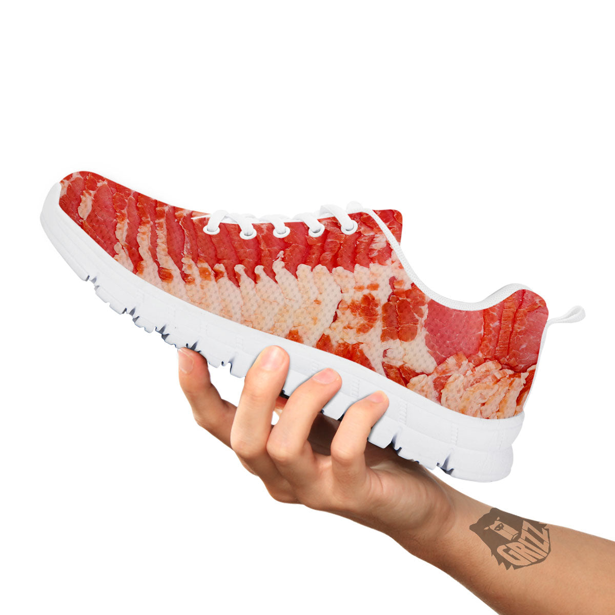 Raw Bacon Print White Sneaker-grizzshop