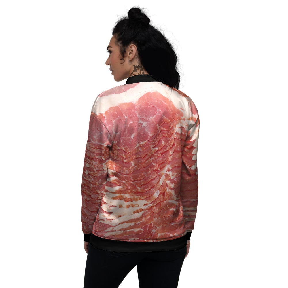 Raw Bacon Print Women's Bomber Jacket-grizzshop