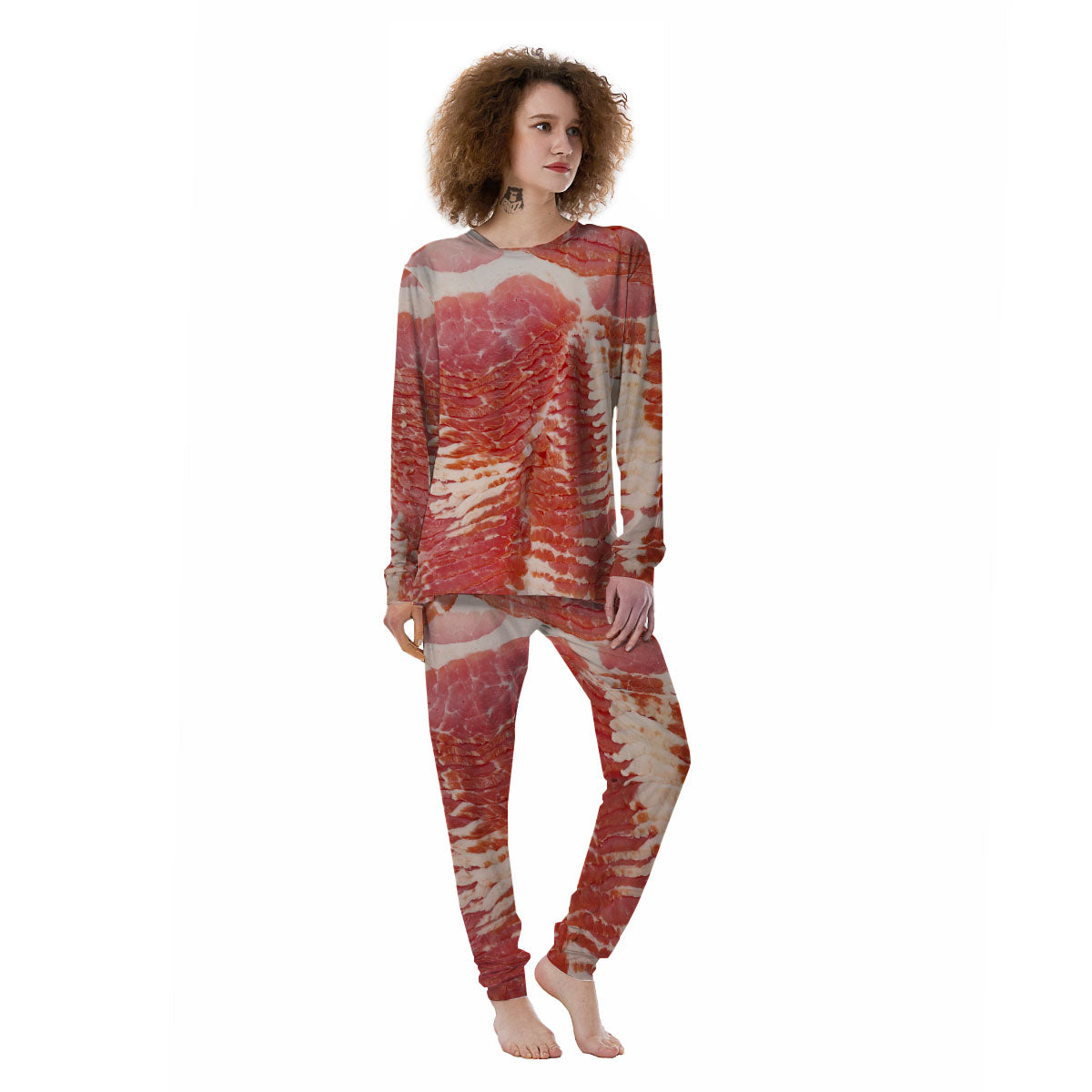 Raw Bacon Print Women's Pajamas-grizzshop