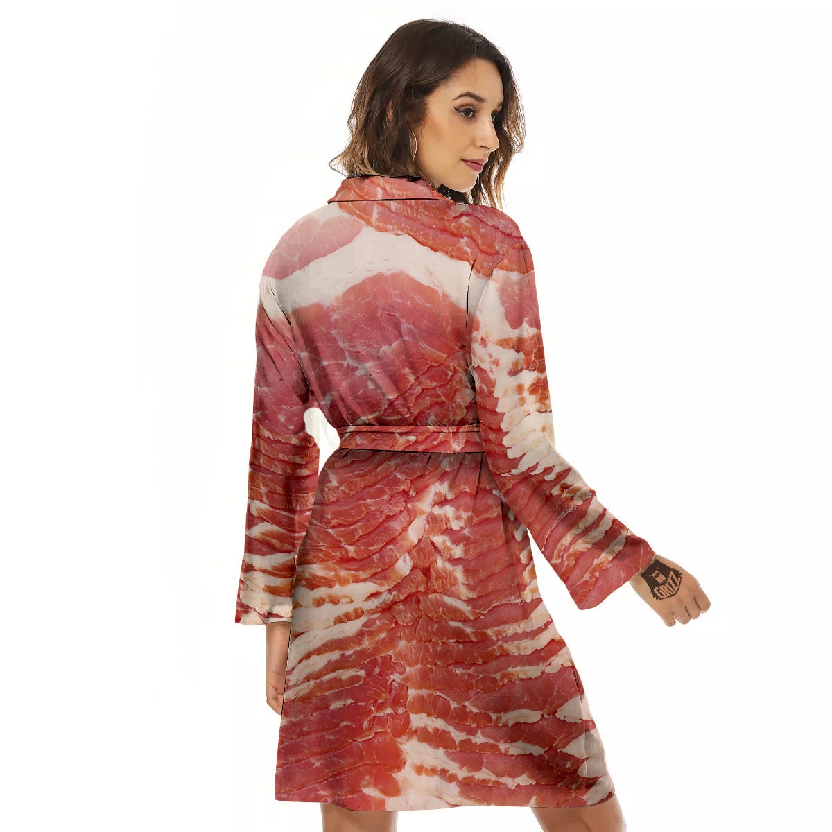 Raw Bacon Print Women's Robe-grizzshop