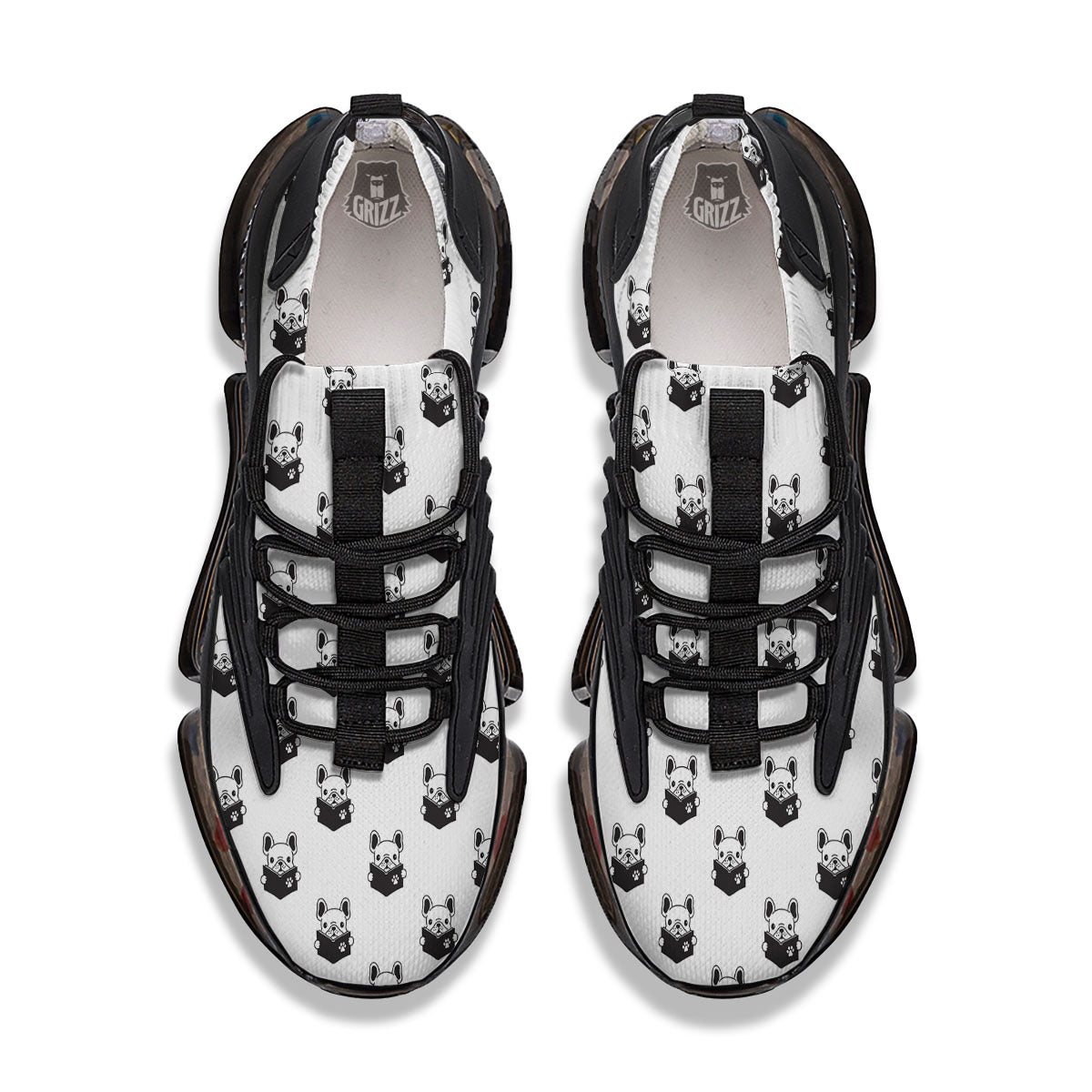 Reading Book French Bulldog Print Black Gym Shoes-grizzshop