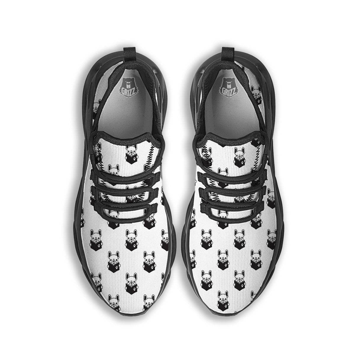 Reading Book French Bulldog Print Black Running Shoes-grizzshop