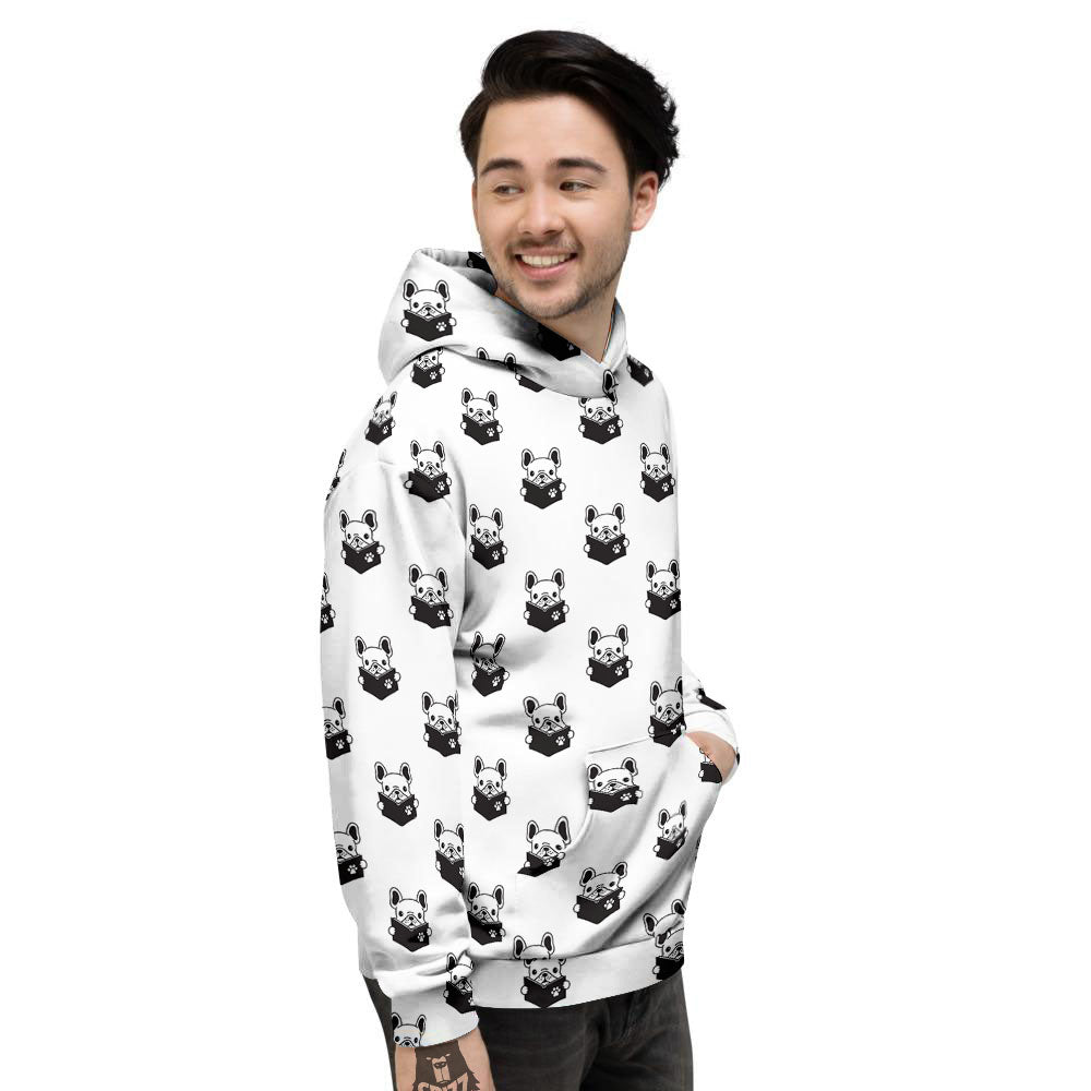 Reading Book French Bulldog Print Men's Hoodie-grizzshop