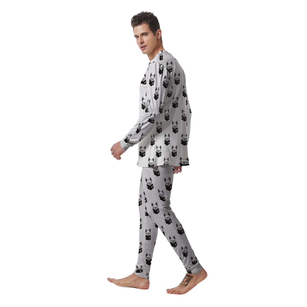 Reading Book French Bulldog Print Men's Pajamas-grizzshop
