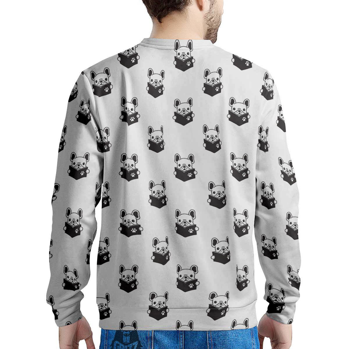 Reading Book French Bulldog Print Men's Sweatshirt-grizzshop